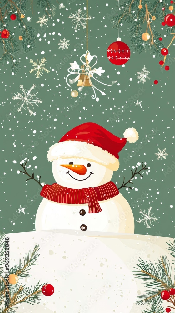Festive Snowman with Christmas Decorations Festive Snowman with Christmas Decorations