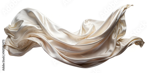 White silk fabric floating, cut out