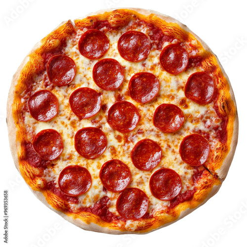 Delicious pepperoni pizza with cheese and crust isolated transparent background