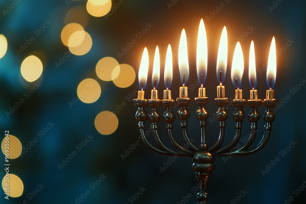 Hanukkah celebration. It is a time of family gatherings, menorah lighting, prayers and gift exchange Hanukkah celebration. It is a time of family gatherings, menorah lighting, prayers and gift exchange