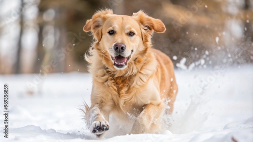 golden retriever in snow