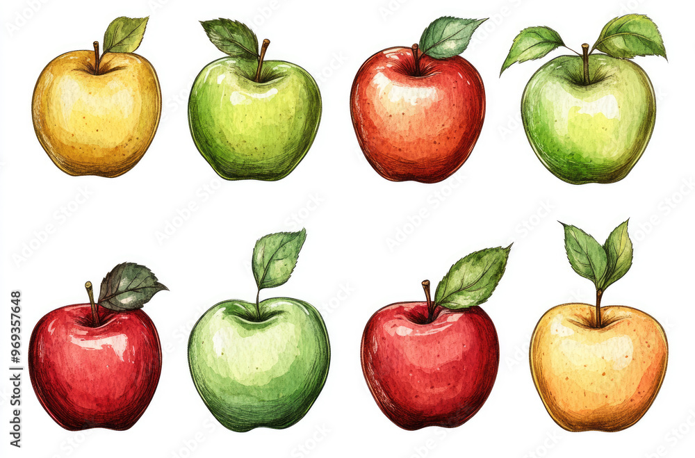 A Variety of Apples in Different Colors and Sizes for a Fresh Fruit Display A Variety of Apples in Different Colors and Sizes for a Fresh Fruit Display