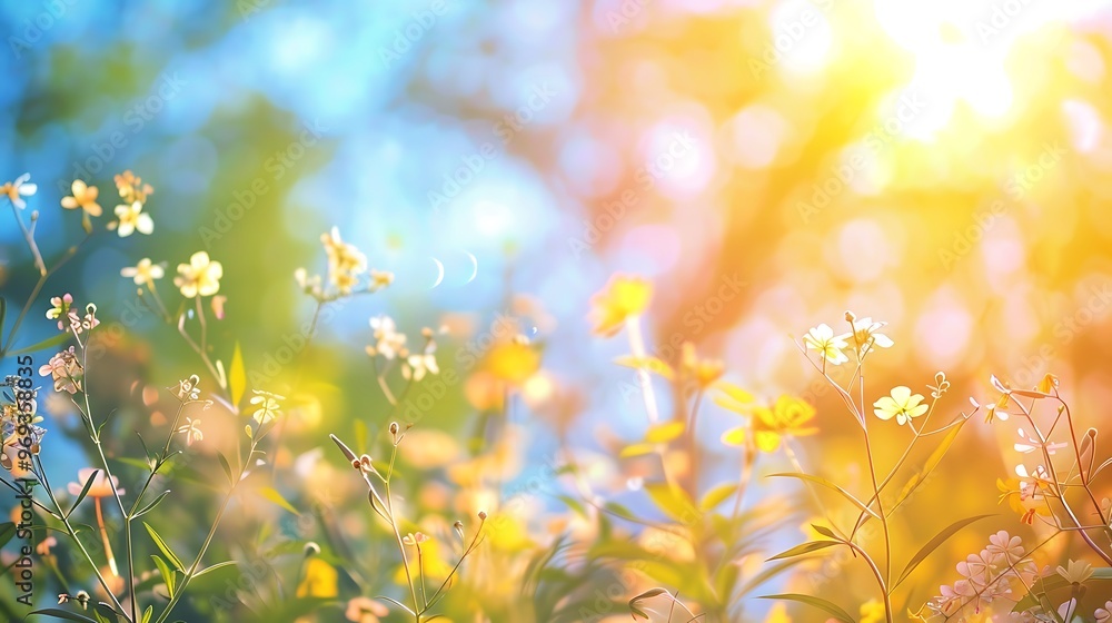 Fresh Spring Blue Sunny Sky Background with Blurred Warm Glow and Copy Space Fresh Spring Blue Sunny Sky Background with Blurred Warm Glow and Copy Space
