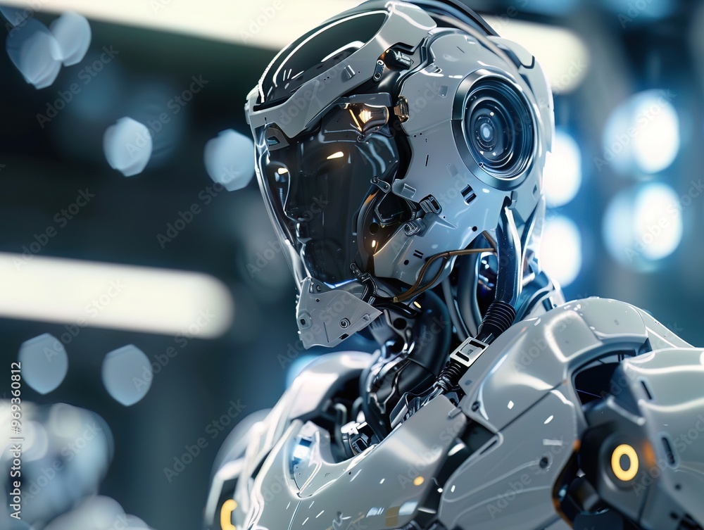 Futuristic robot design with intricate details, showcasing advanced technology and a sleek metallic appearance. Futuristic robot design with intricate details, showcasing advanced technology and a sleek metallic appearance.