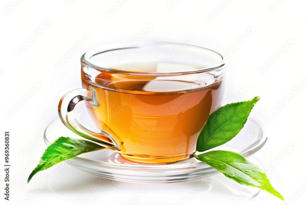 Refreshing herbal tea with leaves Refreshing herbal tea with leaves