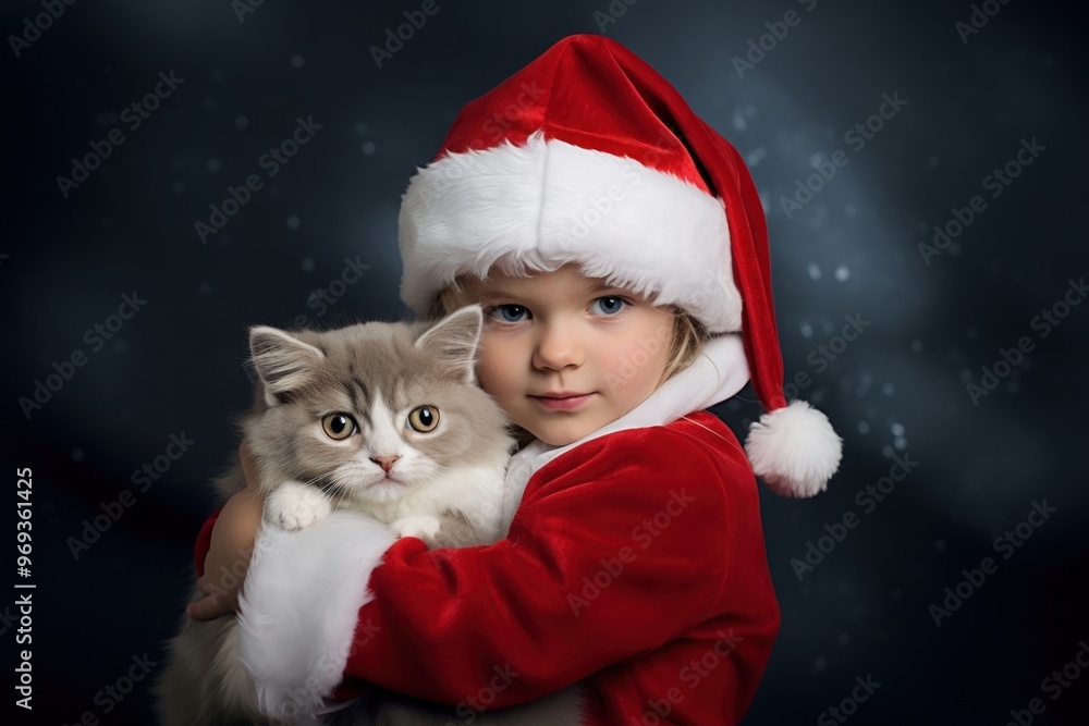 Kitten christmas portrait mammal. Kitten christmas portrait mammal.