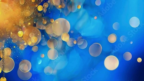 Golden drops on blue background