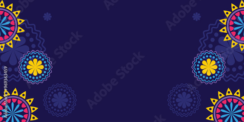 Hispanic heritage month background with blue color. Vector banner, poster for social media, networks. Greeting card with copy space.