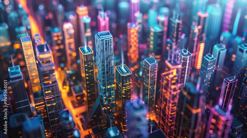 Metropolis bathed in data, skyscrapers under the emerging light of analytics Metropolis bathed in data, skyscrapers under the emerging light of analytics