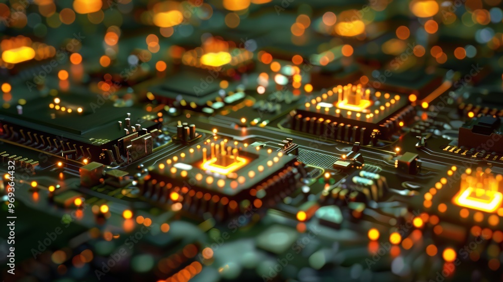 Obraz premium Nanoelectronics pushing the limits of miniaturization, leading to faster and more compact computing devices