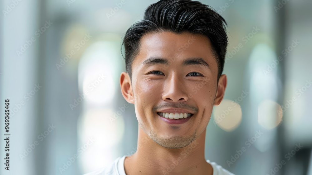 Portrait of a young, handsome Asian man with a confident smile, exuding charm and positivity with copy space Portrait of a young, handsome Asian man with a confident smile, exuding charm and positivity with copy space