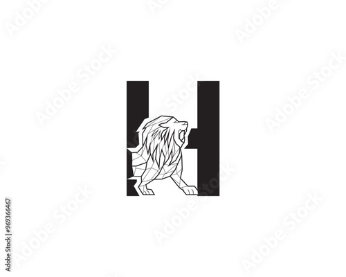 letter H geometri lion logo.eps