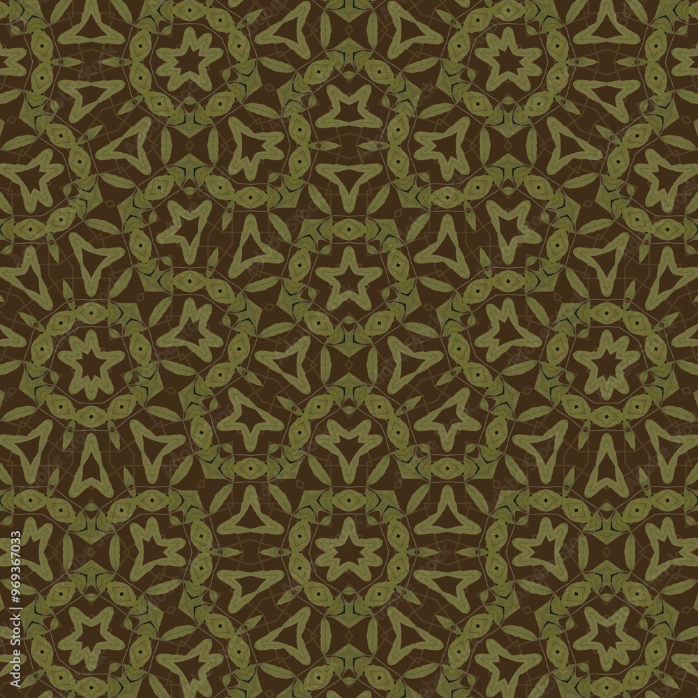 Fototapeta premium Tribal Pattern, Ornamental Wallpaper, Embroidery, Fantasy Home Decoration, Bohemian Style Ornaments, Botanical, Handcrafts, Textiles, Interior and Exterior Surface, Ceramics Tiles, Floral, Flowers