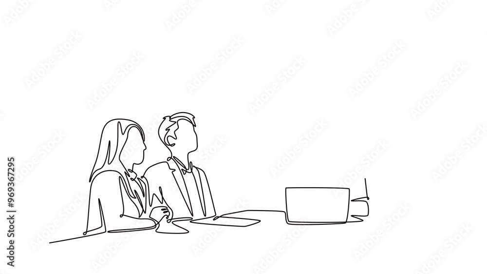 One continuous line drawing of meeting and presentation concept. Full length animation illustration. High quality 4k footage. One continuous line drawing of meeting and presentation concept. Full length animation illustration. High quality 4k footage.