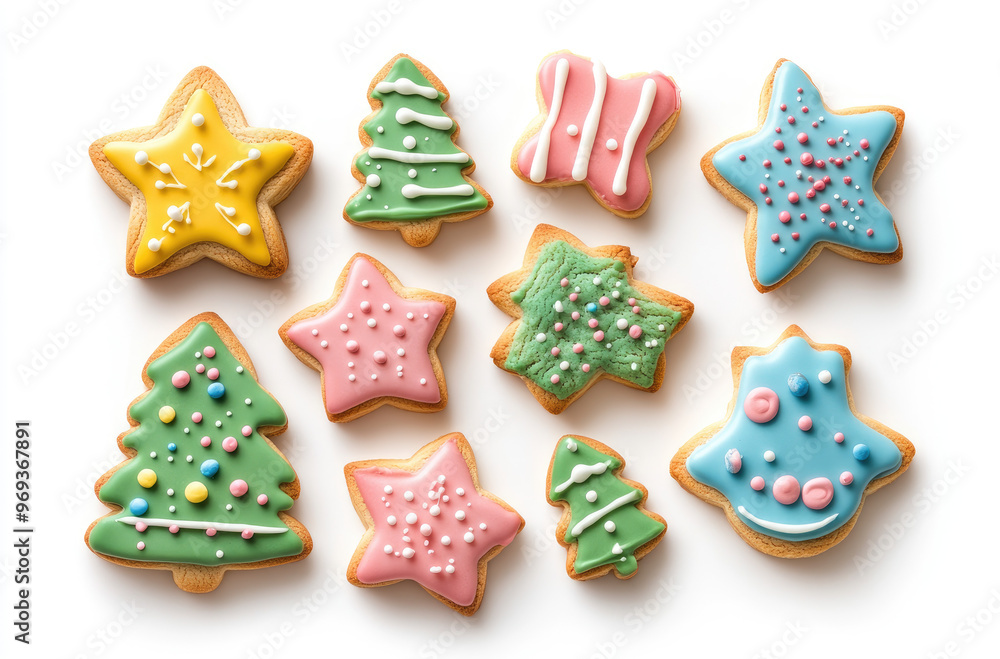 A Variety of Christmas Eve Cookies in Different Shapes and Sprinkles for a Sweet Holiday Treat A Variety of Christmas Eve Cookies in Different Shapes and Sprinkles for a Sweet Holiday Treat
