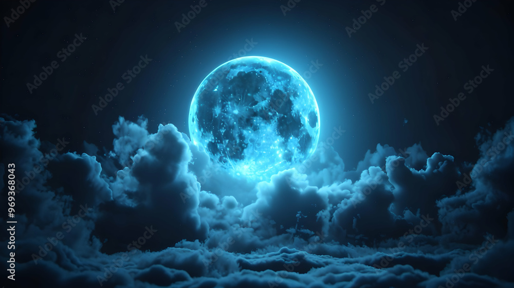Fototapeta premium The Moon Seen Through The Clouds The Night