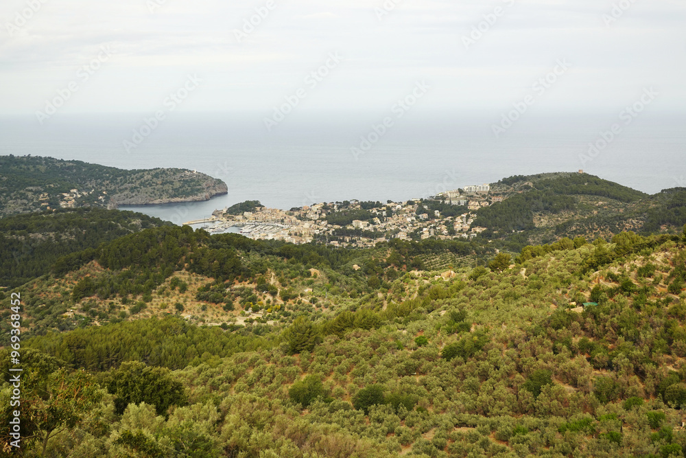 View of Port Soller from Mirador ses Barques, Mallorca, Spain View of Port Soller from Mirador ses Barques, Mallorca, Spain
