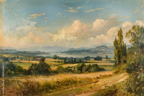 Fototapeta Naklejka Na Ścianę i Meble -  Landscape painting art outdoors.