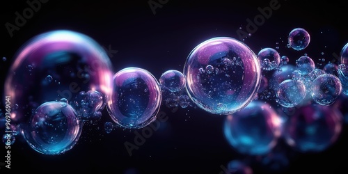 Wallpaper Mural Colorful bubbles floating in a dark, ethereal space. Torontodigital.ca