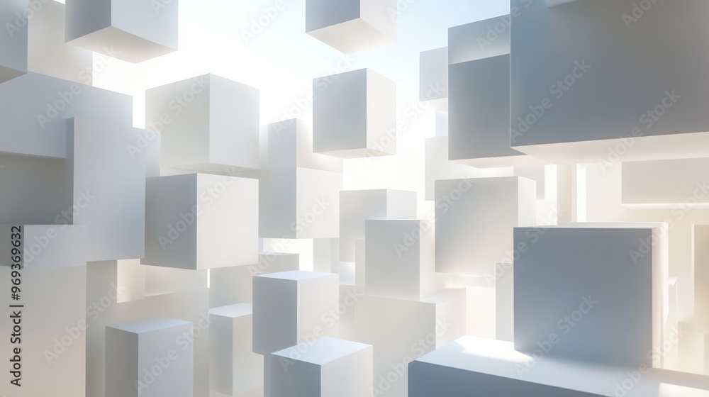 Abstract White Geometric Shapes in a Minimalist Composition Abstract White Geometric Shapes in a Minimalist Composition