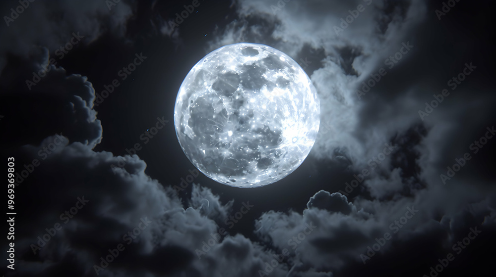 The Moon Seen Through The Clouds The Night The Moon Seen Through The Clouds The Night
