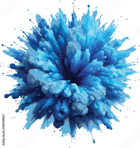 blue color explosion isolated on white