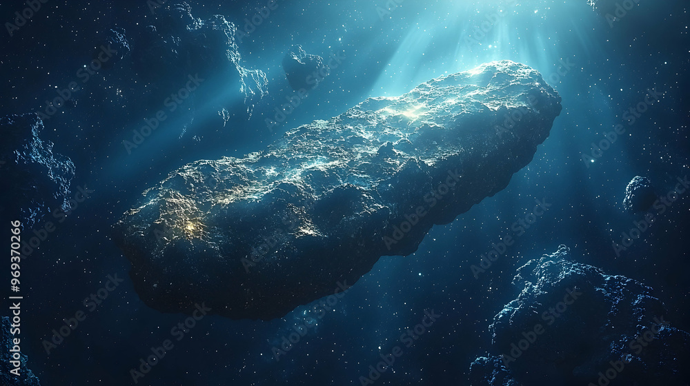 Fototapeta premium Cosmic Rock: A 3D Illustration of a Large Asteroid