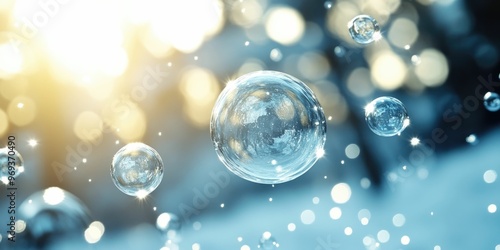 Wallpaper Mural Bubbles floating in a sunlit, dreamy background. Torontodigital.ca