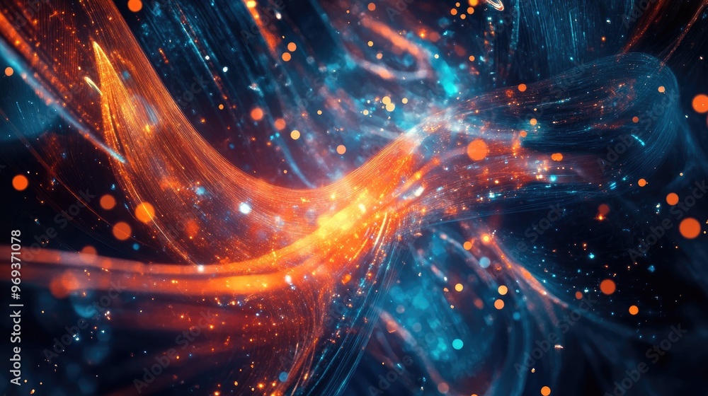Abstract Blue and Orange Swirling Lights with Bokeh Abstract Blue and Orange Swirling Lights with Bokeh
