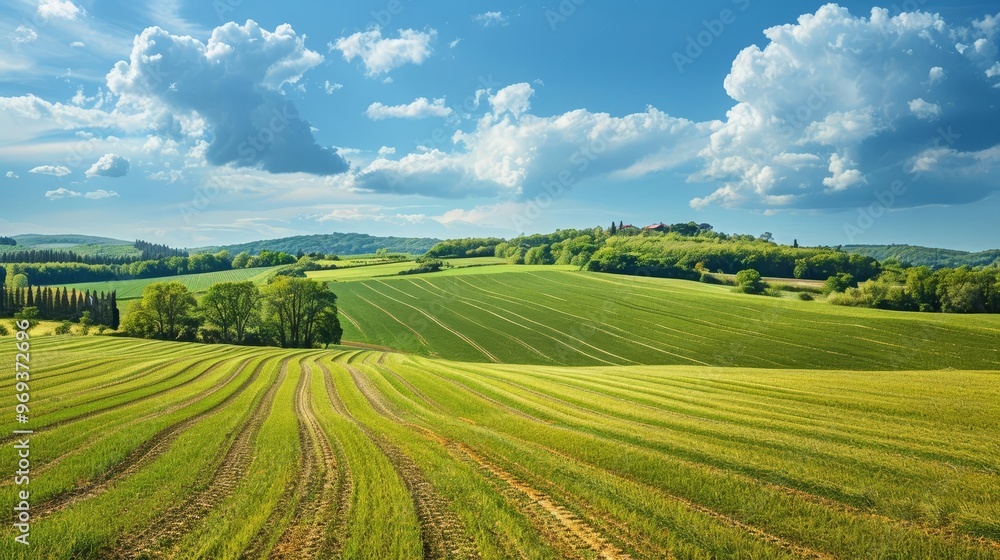 A picturesque agricultural landscape representing economic sustainability with copy space A picturesque agricultural landscape representing economic sustainability with copy space