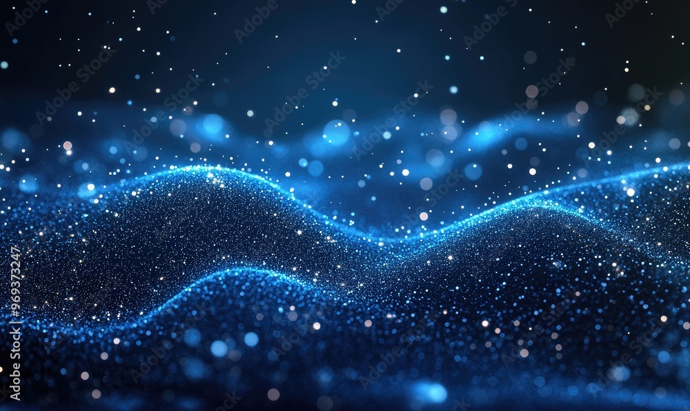 A mesmerizing abstract representation of flowing waves and sparkling particles. A mesmerizing abstract representation of flowing waves and sparkling particles.