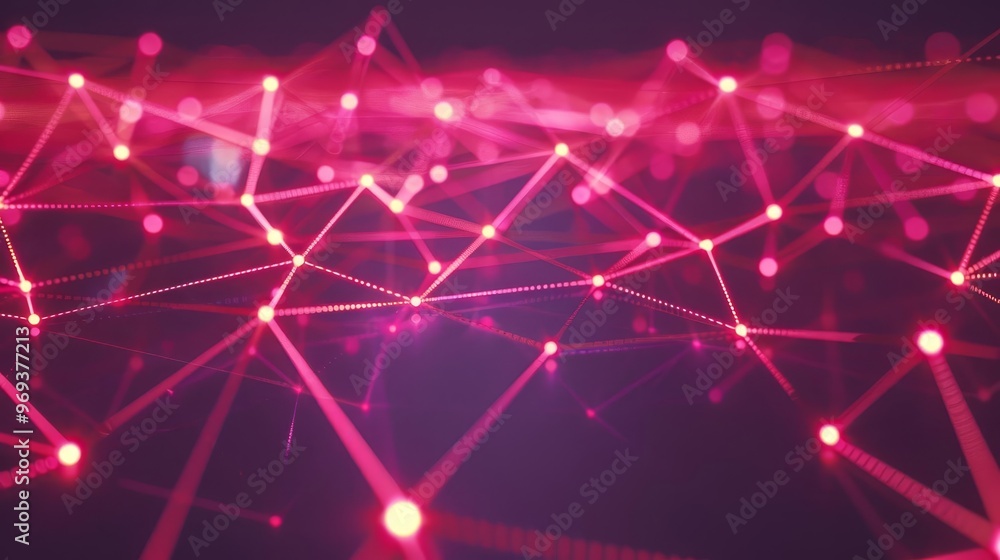 Abstract network background with glowing pink lines and dots. Abstract network background with glowing pink lines and dots.
