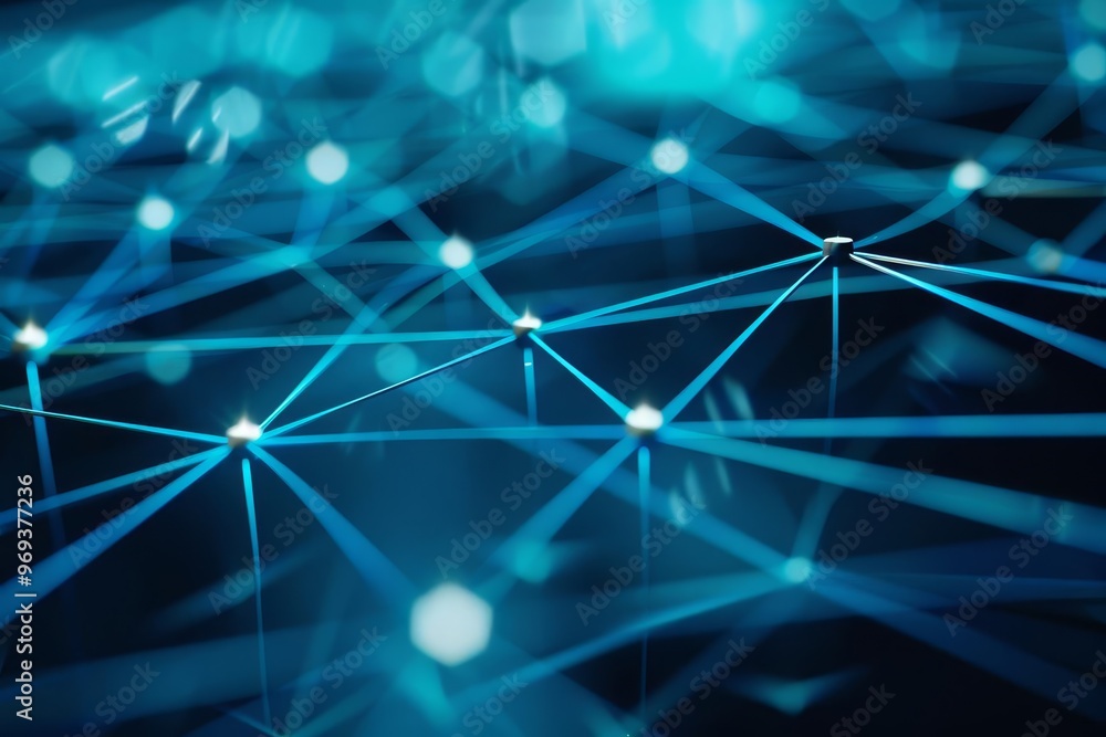Abstract blue network connection background with glowing dots. Abstract blue network connection background with glowing dots.