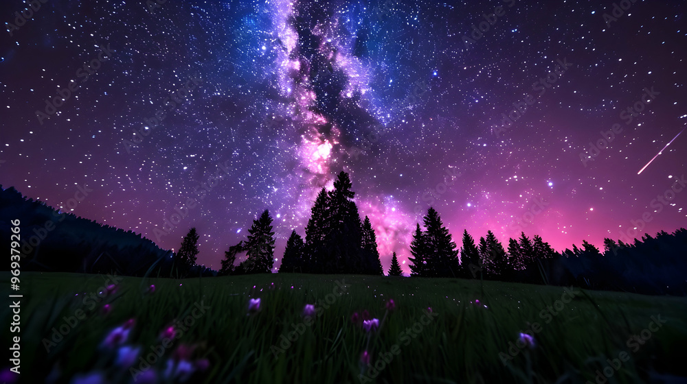 The Night Sky With Shooting Star The Distance The Night Sky With Shooting Star The Distance
