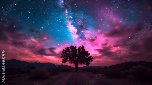 The Night Sky With Stars Above Joshua Tree