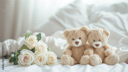 A pair of teddy bears, a gift for Valentine's Day