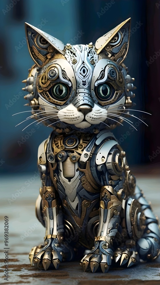 Fototapeta cat robot, cat, robot, present robot, advanced robot, future robot, technology, animal robot, robot wallpaper, cat ai,