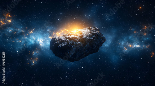 Cosmic Asteroid in Starry Night Sky Illustration