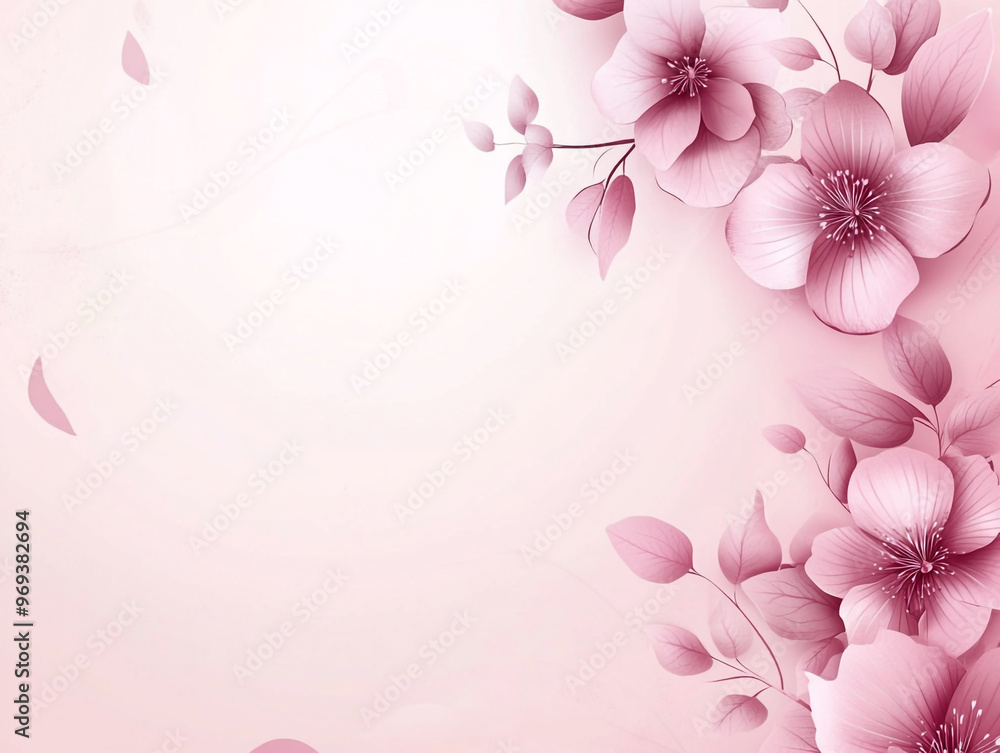 A white frame with pink flowers surrounding it. The frame is empty, but the flowers are arranged in a way that creates a sense of balance and harmony A white frame with pink flowers surrounding it. The frame is empty, but the flowers are arranged in a way that creates a sense of balance and harmony
