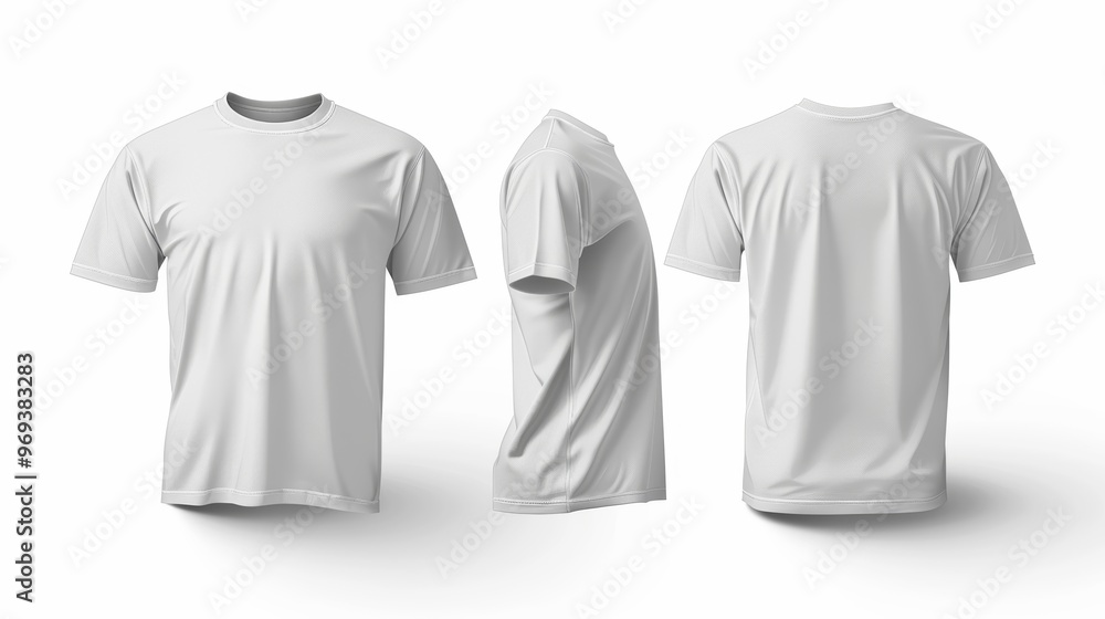 Blank White T-Shirt Mockup, showcasing the front, back, and side views. Ideal for displaying designs, logos, or branding. Blank White T-Shirt Mockup, showcasing the front, back, and side views. Ideal for displaying designs, logos, or branding.