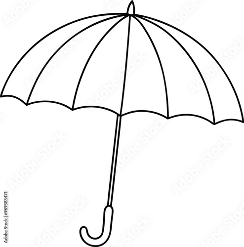 Umbrella outline vector art and icon, coloring book page and worksheet for children, game for kids.