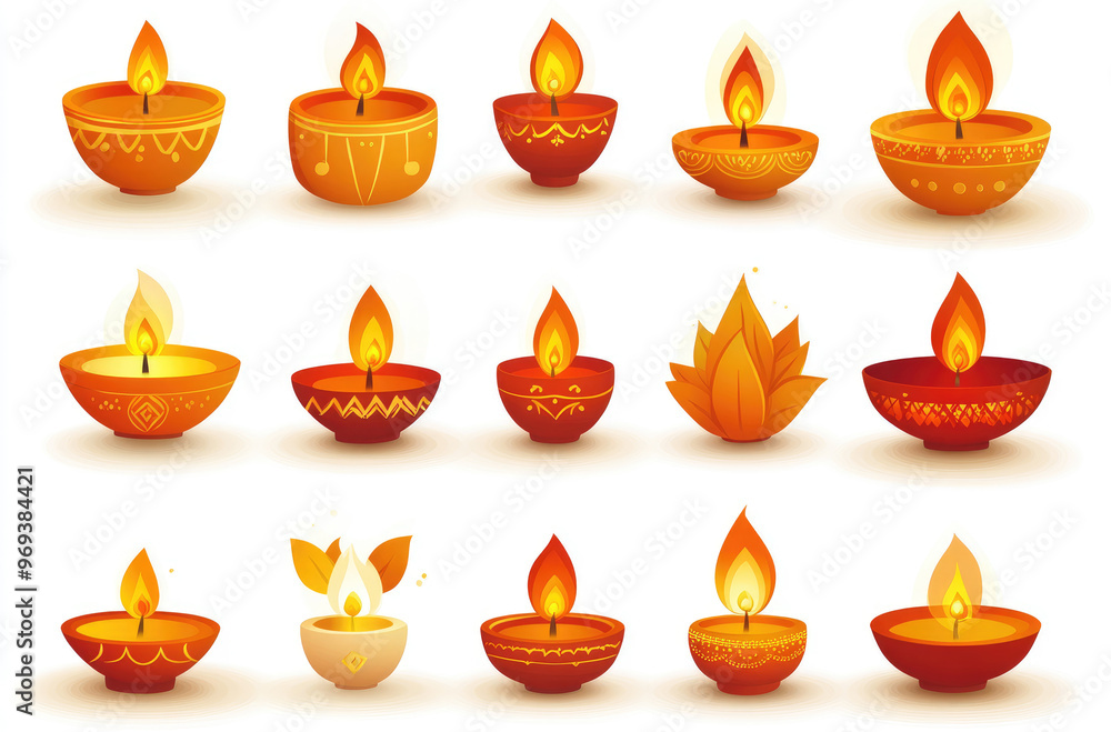 A Collection of Diya Lamp Patterns in Various Designs for a Bright Diwali Celebration A Collection of Diya Lamp Patterns in Various Designs for a Bright Diwali Celebration