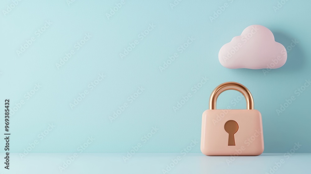 A pastel-themed image featuring a pink cloud and a decorative lock on a blue background, symbolizing security in a digital world. A pastel-themed image featuring a pink cloud and a decorative lock on a blue background, symbolizing security in a digital world.