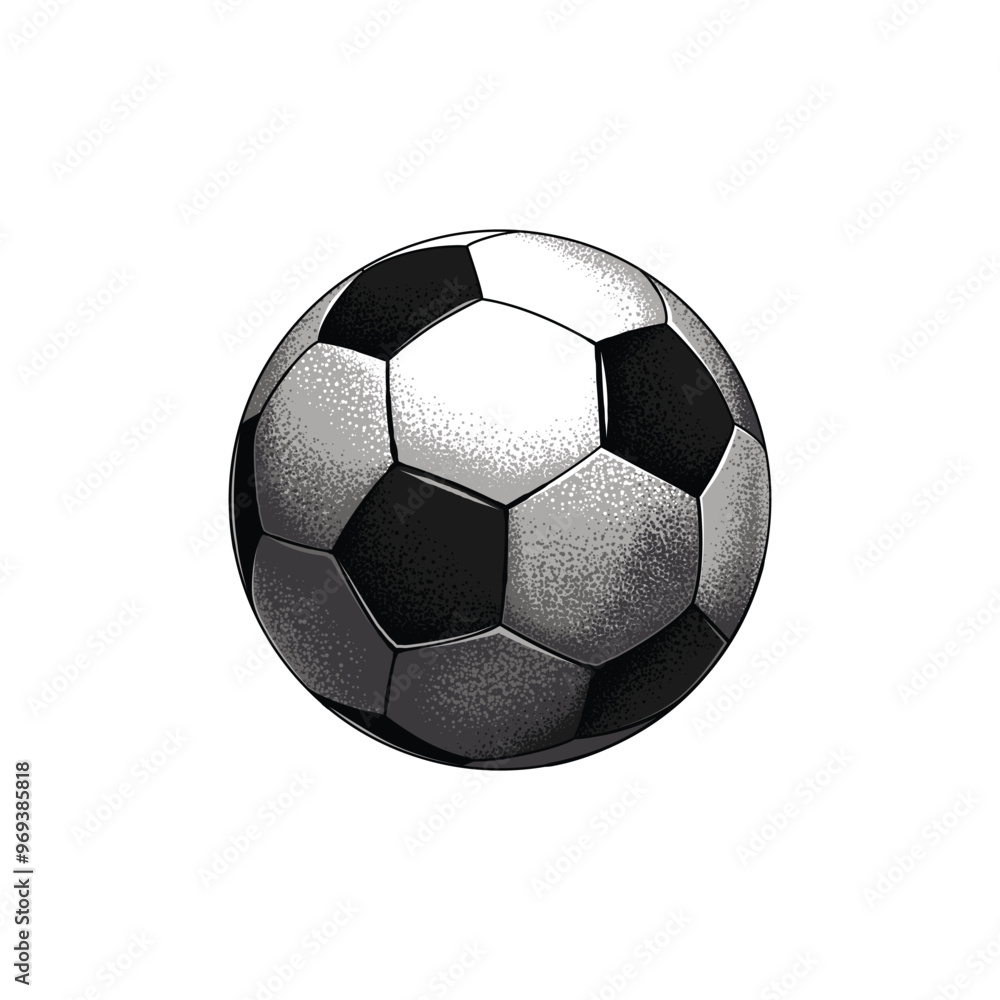 Fototapeta premium Retro style soccer ball. Original vector illustration in vintage style isolated on white background. T-shirt design.