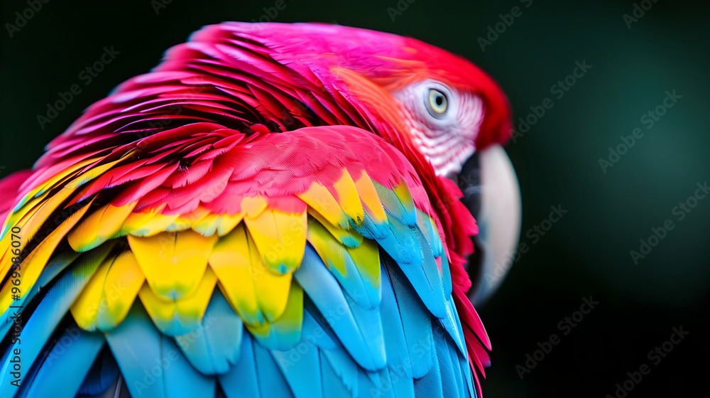 Fototapeta premium The Flamboyant Feathers Scarlet Macaw. Photo