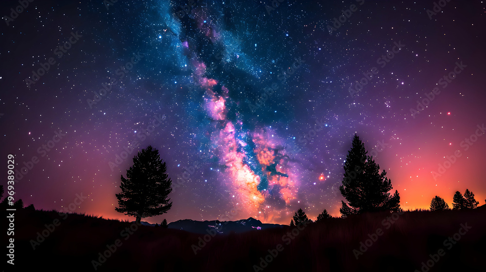 The Night Sky With Stars And Trees Silhouetted The Night Sky With Stars And Trees Silhouetted