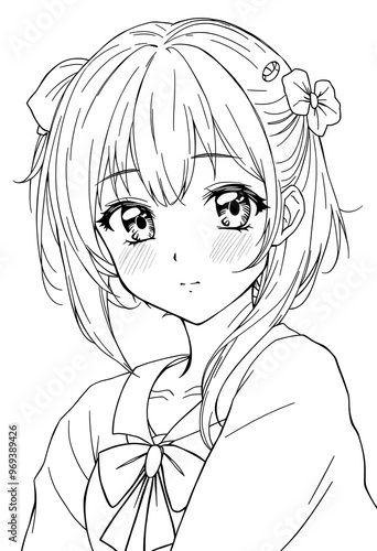 Anime Girl with Pigtails and Bow