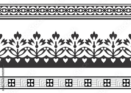 Flower Border Design Pattern, Fabric, texture, embroidery.