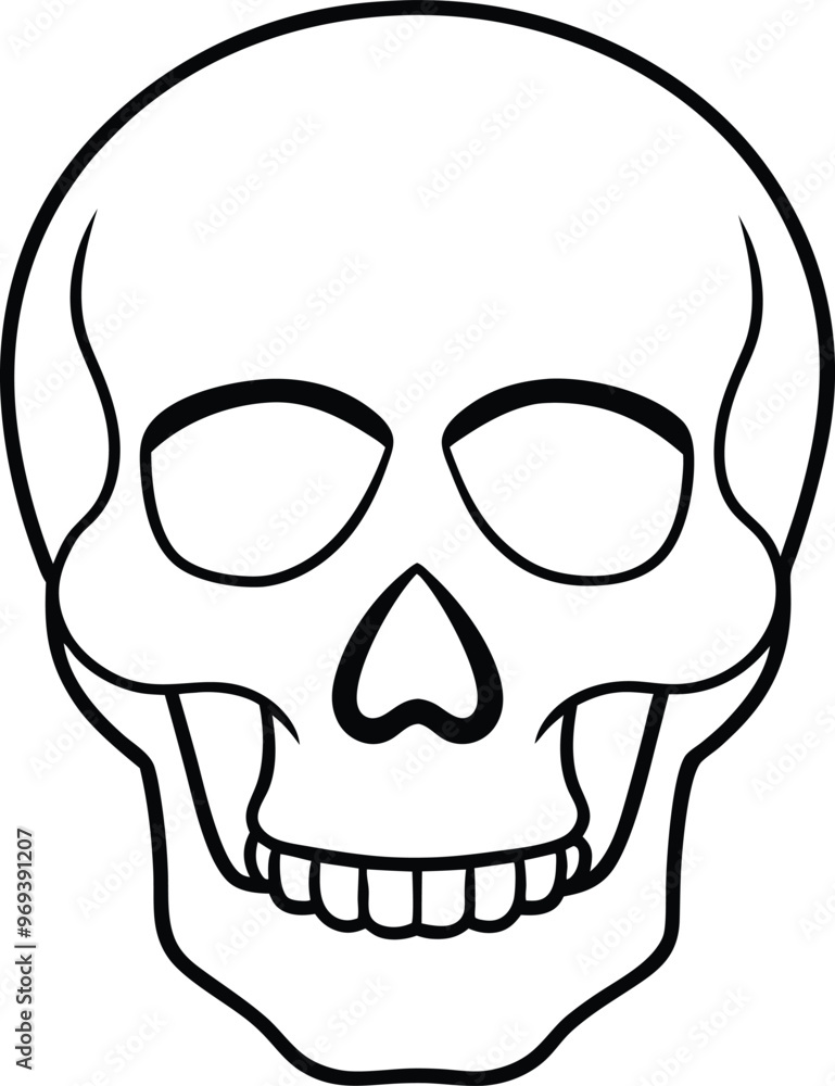 Skulls collection with outline vector art, cut out style in front view, hand hrawn skull head design template. Skulls collection with outline vector art, cut out style in front view, hand hrawn skull head design template.