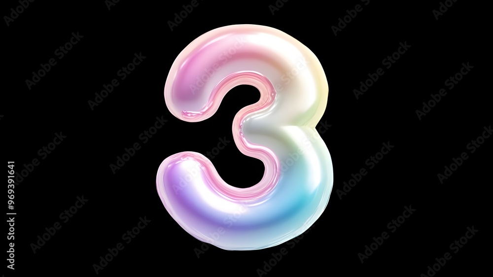 Milky Silky Gradient Numbers 3 on White Background. Milky Silky Gradient Numbers 3 on White Background.